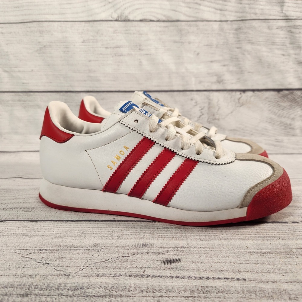 Adidas Samoa White Red Leather Sneakers EG2997 Womens Size 5.5 Low Top Retro